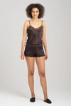 Josie Natori Natori Lolita Tap Shorts In Chocolate/ash Black