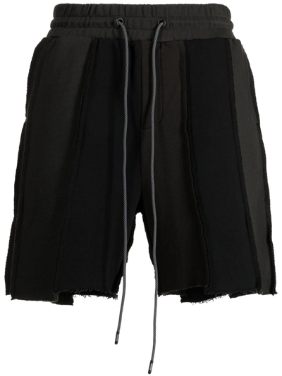 Mostly Heard Rarely Seen Exposed-seam Cotton Track Shorts In Black