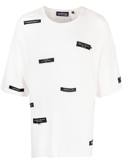 Mostly Heard Rarely Seen Logo-patches Knitted Cotton T-shirt In White