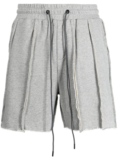 Mostly Heard Rarely Seen Exposed-seam Cotton Track Shorts In Grey