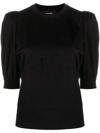 Karl Lagerfeld Half-sleeved Lurex Top In Black