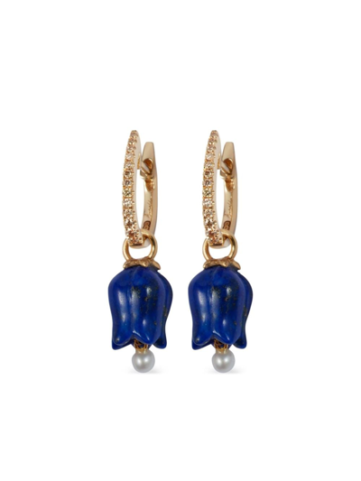 Annoushka 18kt Yellow Gold Tulip Diamond And Lapis Lazuli Drop Earrings