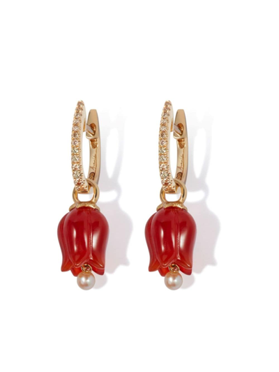 Annoushka 18kt Yellow Gold Tulip Diamond And Agate Drop Earrings