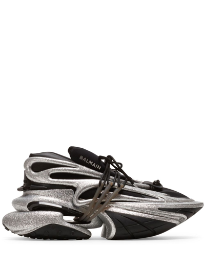 Balmain Unicorn Low-top Sneakers In Neoprene And Leather In Black