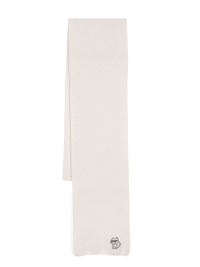 Karl Lagerfeld K/ikonik 2.0 Wool Scarf In Neutrals