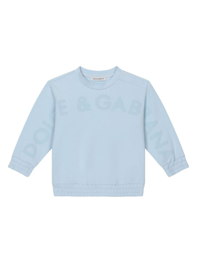 Dolce & Gabbana Babies' Logo-embossed Jersey Sweatshirt In Light Blue