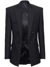 BALMAIN MINI MONOGRAM-PRINT SATIN BLAZER