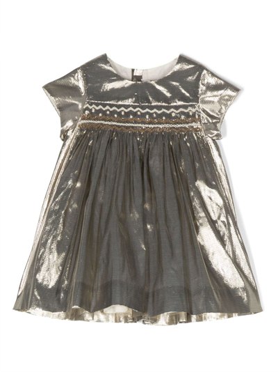 slim fit dress slacks GOLD ZEBRA JACQUARD SMOCK DRESS WITH PUFF SLEEVE AND BELT DETAIL – Arelia's  Dream main image 1