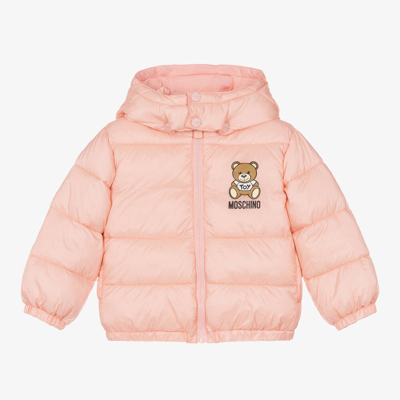 Moschino Baby Babies' Girls Pink Teddy Bear Logo Puffer Jacket