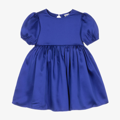 The Tiny Universe Kids' Girls Blue Satin Sash Dress