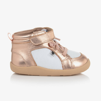 Old Soles Girls Rose Gold Leather & Mesh Trainers