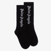 Palm Angels Logo Jacquard Cotton Blend Knit Socks In Black