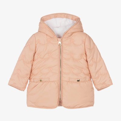 Chloé Baby Girls Pink Quilted Coat In Pink  Washed Pink