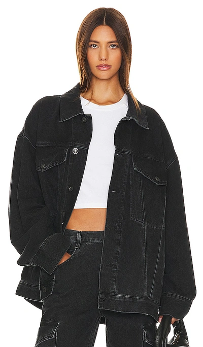 Agolde Wayne Distressed Denim Jacket In Black