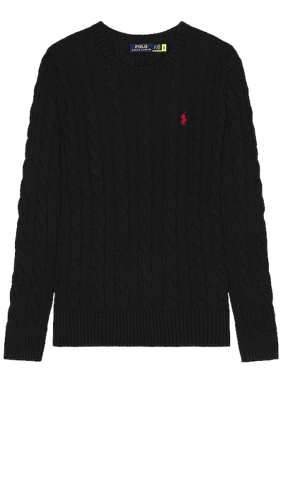 Polo Ralph Lauren Navy Blue Cable-knit Cotton Sweater In Black