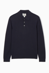 Cos Merino Wool Polo Shirt In Blue