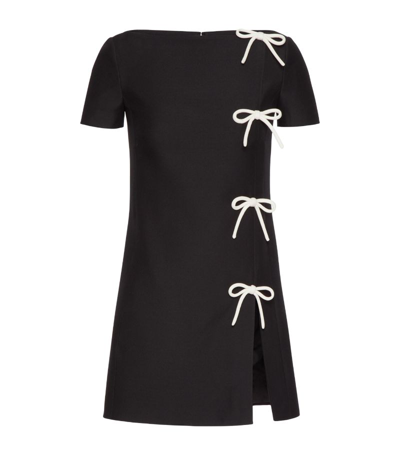 Valentino Virgin Wool Bow Mini Dress In Black