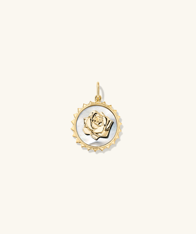 Mejuri Strength Rose Pearl Coin Charm Pendant In Yellow