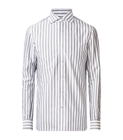 Isaia Cotton Striped Dress Shirt In Navy