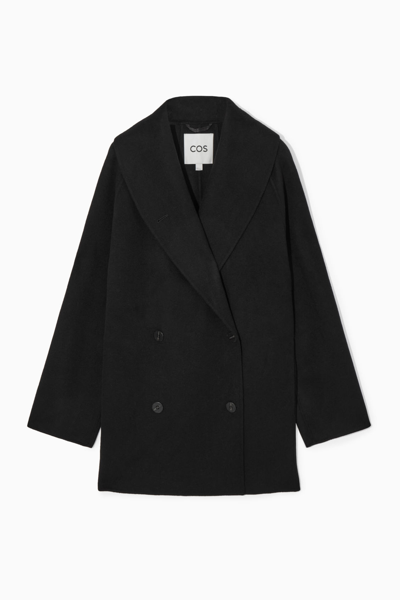 Cos Oversized Shawl-collar Wool Jacket In Black