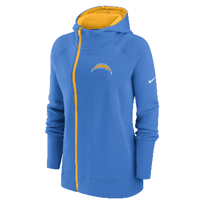 Nike Women's Assymetrical (nfl Los Angeles Chargers) Full-zip Hoodie In Blue