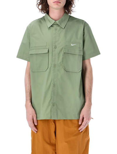Nike Men's Life Woven Military Short-sleeve Button-down Shirt In Green