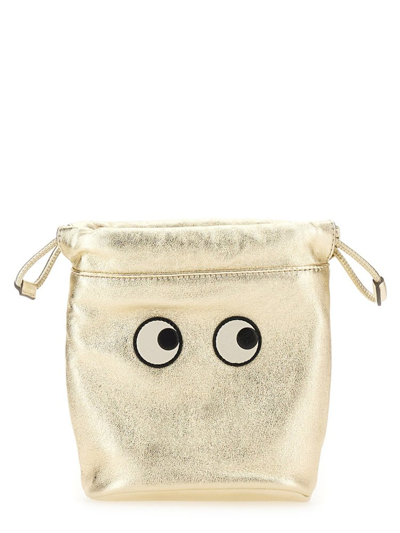 Anya Hindmarch Pouch Eyes With Drawstring In Gold