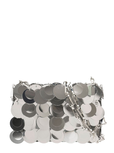 Paco Rabanne Mini Sparkle Shoulder Bag In Silver
