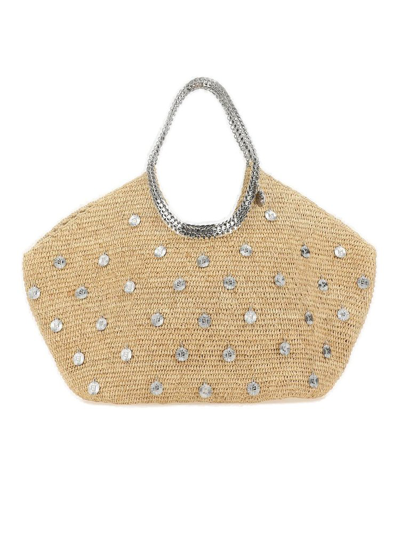 Paco Rabanne Embellished Large Tote Bag In Beige