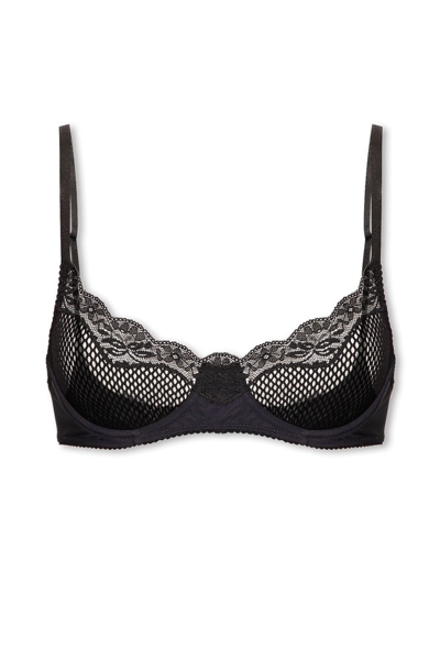 Dsquared2 Logo Detailed Floral Lace Bra In Black