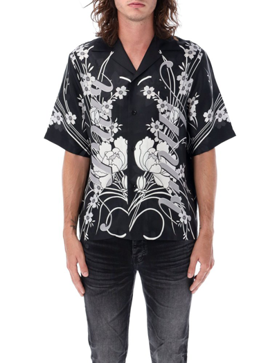 Amiri Floral-print Silk Shirt In Black
