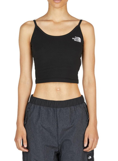 The North Face Logo Embroidered Cropped Tank Top In Black