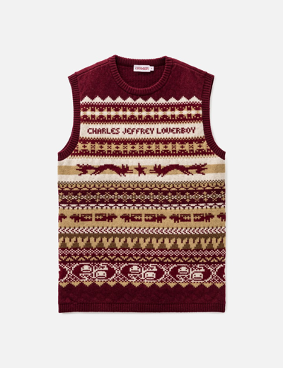 Charles Jeffrey Loverboy Fine Fairisle Vest In Red