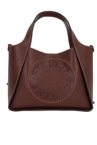 Stella Mccartney Logo Perforated Top Handle Bag In Brown