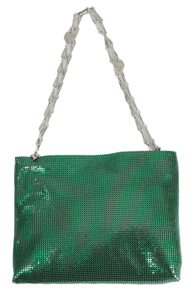Rabanne Pixel Soft Shoulder Bag In Green
