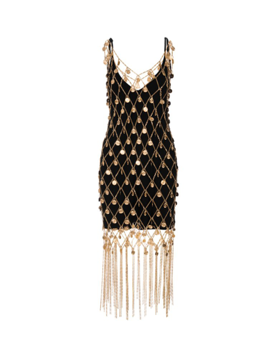 Rabanne Chain Fringed Midi Dress In Gold