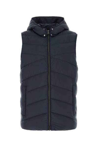 Woolrich Hooded Padded Gilet In Navy