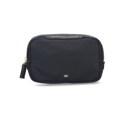 Anya Hindmarch Important Things Nylon Pouch In Marine Blue