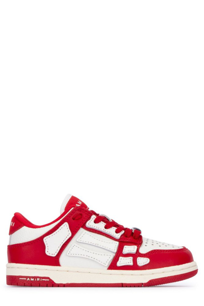 Amiri Kids' Skel Leather Low-top Sneakers In Red