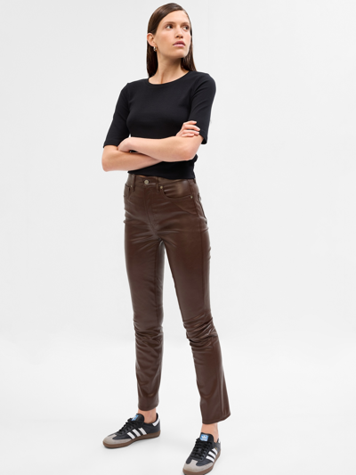Gap High Rise Faux-leather Vintage Slim Pants In Espresso Brown