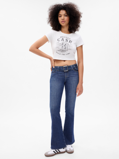 Gap Project  Low Rise Y2k Flare Jeans With Washwell In Dark Indigo