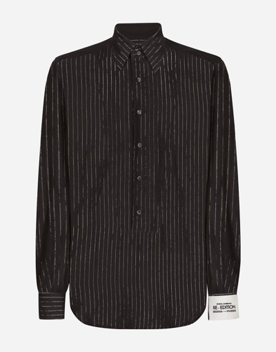 Dolce & Gabbana Pinstripe Cotton Muslin Shirt In Striped
