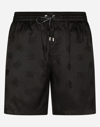 Dolce & Gabbana Mid-length Jacquard Swim Trunks With Dg Monogram In Black