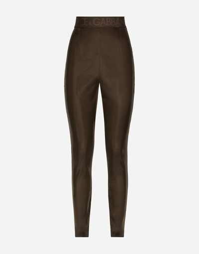 Dolce & Gabbana High-rise Vinyl Leggings In Brown