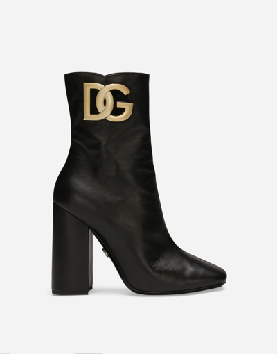 Dolce & Gabbana Nappa Leather Ankle Boots In Black