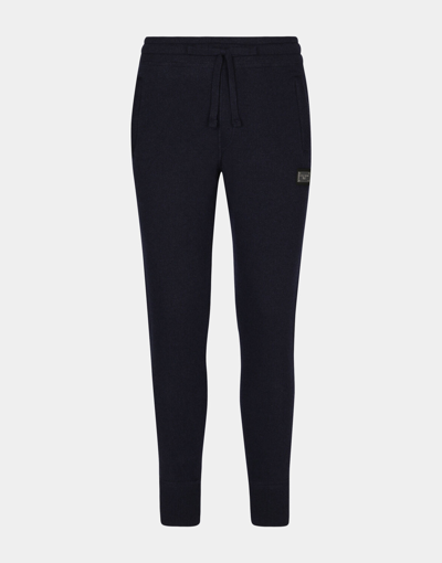 Dolce & Gabbana Wool And Cashmere Knit Jogging Pants In Blue