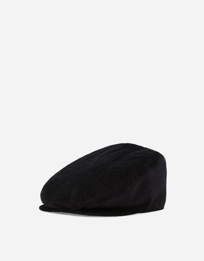 Dolce & Gabbana Needlecord Flat Cap In Black