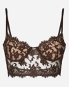 Dolce & Gabbana Floral-lace Corset-style Bra In Brown