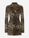 DOLCE & GABBANA DOUBLE-BREASTED WOOL TURLINGTON JACKET WITH JACQUARD LEOPARD DESIGN
