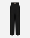 Dolce & Gabbana Flared Wool Pants With Logo Tag In Black